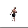 Shirtless Man in Black Shorts Playing Volleyball with Passing and Holding Actions
