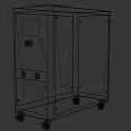 Blue Industrial Equipment With Mobile Wheels Digital Control Panel And Ventilation Grille