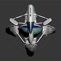 Futuristic Cosmic Spaceship With White And Blue Streamlined Body For Interstellar Travel