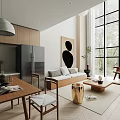 Modern Duplex Living Room with Sofa Coffee Table and Windows