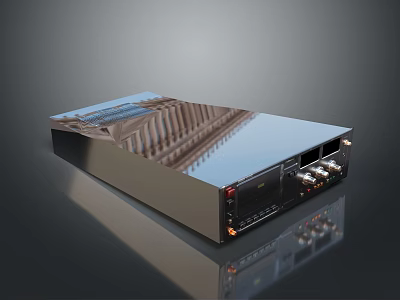 Modern Black Audio Speaker With Reflective Surface And Side Connection Interfaces 3d model
