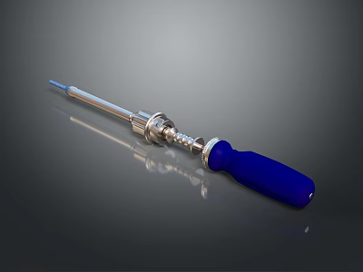 High Quality Hardware Screwdriver With Blue Handle Metal Shaft And Reflective Design 3d model