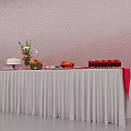 Red Themed Festival Decor Setup With Heart Shaped Props And Fu Characters Calendar