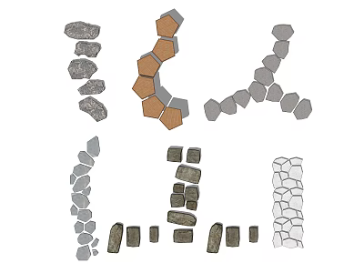 Various Shaped Stone Pavers With Different Colors For Outdoor Decorative Patterns 3d model