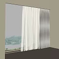 White And Grey Layered Curtains With Sheer And Solid Panels For Window Decoration 3d model
