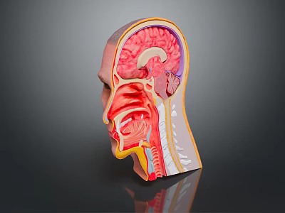 Detailed Human Head Anatomy Model Showing Brain Nasal And Throat Structures 3d model