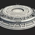 Industrial Circular Mechanical Equipment With Multi Layered Rings Metal Framework And Platforms 3d model