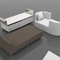 Modern Living Room Interior With White Sofa Brown Bench And Metal Legs Design