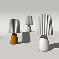 Modern Minimalist Table Lamps with Pleated Shades and Rounded Bases in Orange Gray and White