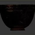 Artistic Ceramic Bowl With Intricate Sculpture Carving And Dark Glaze Finish