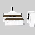 Modern Kitchen Interior With White Cabinets Island Countertop And Range Hood