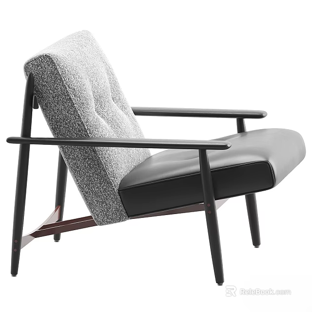 Modern Leisure Chair With Gray Tufted Backrest Black Armrests And Black Seat 3d model 
