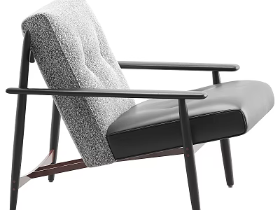 Modern Leisure Chair With Gray Tufted Backrest Black Armrests And Black Seat 3d model