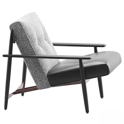 Modern Leisure Chair With Gray Tufted Backrest Black Armrests And Black Seat 3d model