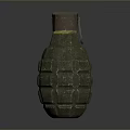 Military Style Hand Grenade With Textured Green Shell And Metal Fuse Ring