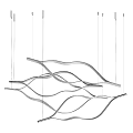Modern Minimalist Chandelier Featuring Wavy Black Metal Lines For Interior Design