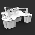White Modular Office Desk With Partitioned Workstations Spacious Countertop And Drawer Storage 3d model