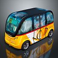 minibus minibus minivan driverless bus bus school bus van box car 3d model