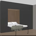 Modern Built-in Bed Design With Grey Cabinets Wooden Headboard And Wooden Floor