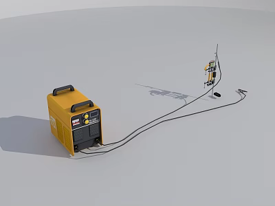 Yellow Industrial Welding Machine With Power Cord And Welding Torch 3d model