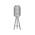 Modern Black Metal Floor Lamp With Grid Shade And Tripod Base