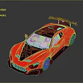 Pink Sports Car With Black Rear Wing And Modern Aerodynamic Body Graphics
