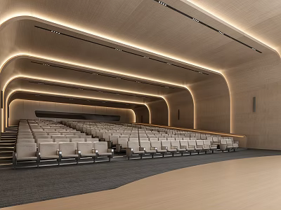 Modern Cinema Interior Design With Comfortable Row Seats And Soft Ambient Lighting 3d model