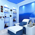 Elegant Pink Beauty Room Interior With Beauty Bed Dressing Table And Decorative Paintings