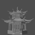 Traditional Chinese Style Pavilion With Multi Tiered Roof Wooden Structure Stone Steps And Pavement