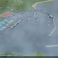 Industrial Factory Complex Along Coastal Port With Moored Ships And Storage Facilities