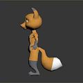 Cute Cartoon Fox Game Movie Character With Orange White Fur Big Ears Standing Pose