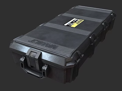 Durable Black Lightbox Hard Case With Secure Lock Handle And Yellow Label 3d model