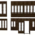 Chinese Folding Door Solid Wood Folding Door and Window Combination 3d model