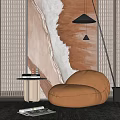 Modern Single Sofa Single Sofa Decorative Painting Lamp Combination 3d model