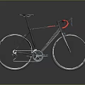 Modern Road Bicycle With Black Frame Red Handlebar And Carbon Fiber Design