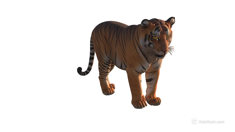Striped Reptile With Yellow Eyes And Brown Skin In Natural Habitat 3d model 