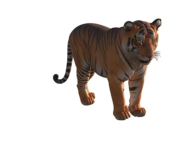 Striped Reptile With Yellow Eyes And Brown Skin In Natural Habitat 3d model