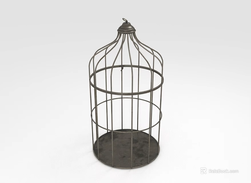 Metal Iron Bird Cage Decorative Ornament Set With Rounded Base And Pointed Top 3d model 