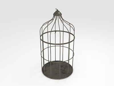 Metal Iron Bird Cage Decorative Ornament Set With Rounded Base And Pointed Top 3d model