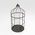 Metal Iron Bird Cage Decorative Ornament Set With Rounded Base And Pointed Top