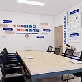 Meeting Room Interior With Network Security Posters Long Table And Chairs For Telecom Fraud Prevention