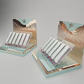 Elegant Decorative Ornament Display Set With Lipsticks Gold Frame And Light Blue Base