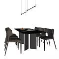 Modern Luxury Dining Table Set With Leather Chairs And Fruit Platter On Table 3d model