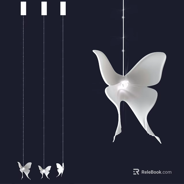 White Butterfly Shaped Modern Chandelier With Elegant Minimalist Design For Home Decor 3d model 