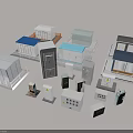 Various Small Building Models With Different Roofs Structures And Design Elements 3d model