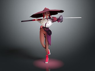 Modern game character lady soldier female detective female agent female thitter 3d model