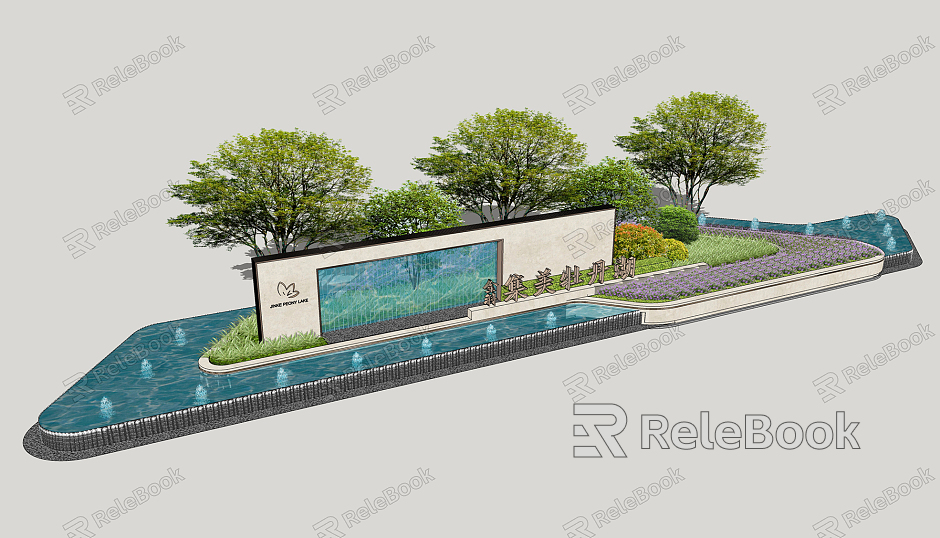 modern landscape wall waterscape wall model