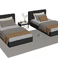 Modern single bedside table 3d model