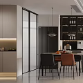 Modern Living and Dining Room Interior With White Sofa Round Pendant Light and Large Window