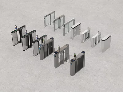 Modern Stainless Steel Turnstiles For Public Facility Access Control Systems 3d model
